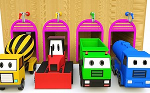 挖掘机、垃圾车、拖拉机、警车和消防车大变身，儿童英语，学习颜色 Learn Colors