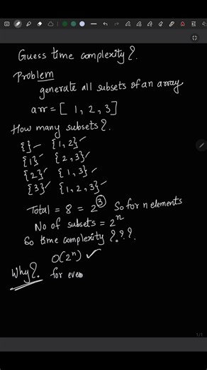 Guess the Time Complexity 🧠 | All Subsets = O(2ⁿ) | DSA Quick Revision