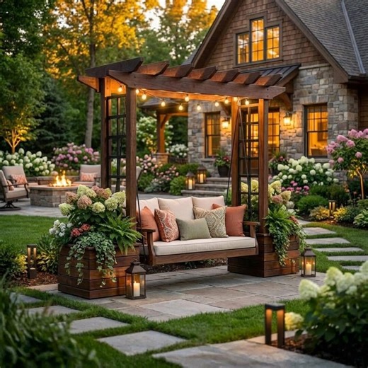 DIY Pergola Swing Chair Plans | Free Standing Arbor Swing Frame & Porch Bench Woodworking PDF - Etsy
