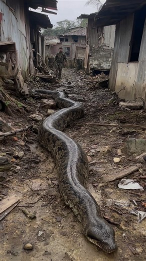 Imagine Seeing This In Real Life!?😱 Terrifying 25-Foot Anaconda Slithers Through Abandoned Village #Anaconda #GiantSnake #Unexplained | Most Amazing Top 10