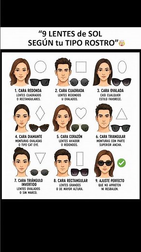🕶😱 "9 LENTES de SOL PERFECTOS según tu TIPO de CARA" 👤✨