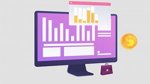 Download Business Analysis with Monitoring Financial Graphs in Monitor 2D Cartoon Animation for free