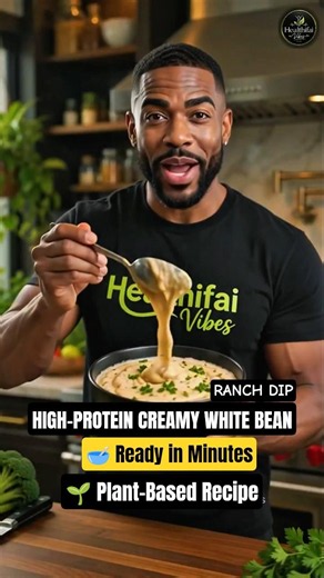 High Protein Creamy White Bean Ranch Dip 🥣 | Easy 5-Minute Plant-Based Recipe #shorts #easyrecipe