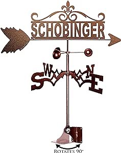 SWEN Products Personalized Family Name Weathervane (Adjustable Mount Included)