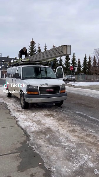 Usually I transport my 24’ planks on my trailer, but the occasional job I don’t need the trailer as all the siding, soffit, fascia and equipment fit in my van, so the planks go on top. This was after I completed 40x20 duplex garage and moving the planks back onto the trailer. Unfortunately my van doesn’t fit in the garage with the planks on top. I bought my ladder rack from a junk yard for $150 and they even used a forklift to help me move it onto my van. If you’re starting out a new business, u