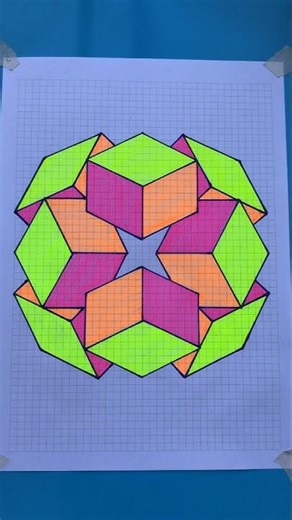 3d Colourful Drawing #3d #art #drawing #howtodraw #shorts