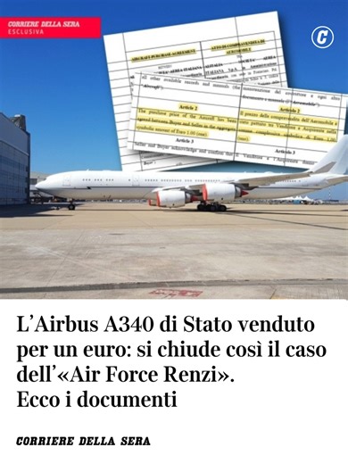 Vendita simbolica dell'Airbus A340 a un euro