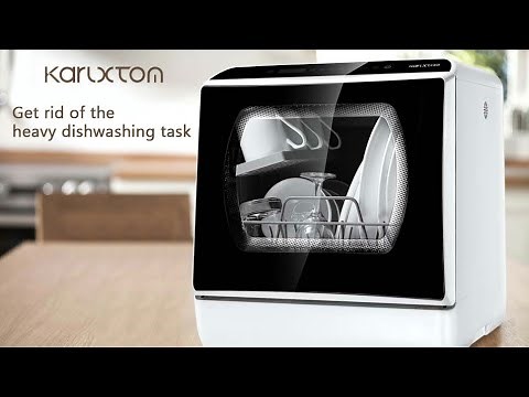 Karlxtom Portable Countertop Dishwasher, Compact Mini Dishwasher Machine with 5L Built-in Water Tank