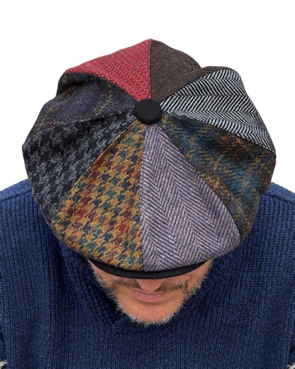 Oversized Patchwork Wool Cap,multicolored Wool Newsboy Caps,black-brown-blue Gavroche Cap,patchwork Old-fashioned Hats,peaky Blinders Caps - Etsy