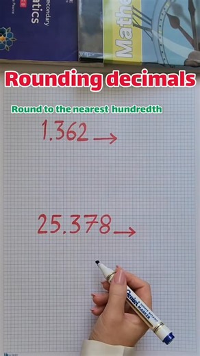 ‎مریم مجدی|دبیر ریاضی|متوسطه اول‎ on Instagram: "Rounding decimals helps us simplify numbers while keeping them close to their original value. Today, we’re focusing on rounding to the nearest tenth and nearest hundredth — two important places right after the decimal point! 🔹 Tenth Place = First digit after the decimal 🔹 Hundredth Place = Second digit after the decimal 👉 How to Round: • Find the place you're rounding to (tenth or hundredth). • Look at the digit to the right of it. • If it’s 5 