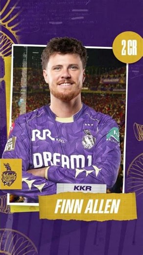 finn allen sold to KKR for 2 cr base price 💜 #finnallen #kkr #ipl #ipl2026