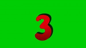 Number 3 three sign symbol animation motion graphics on green screen background,drop down cartoon number video number for video elements