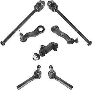 TRQ Front Steering Kit Idler Arm Idler Arm Bracket Assembly Pitman Arm Tie Rod Compatible with 02-06 Cadillac 99-07 Chevrolet GMC
