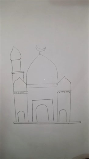Simple Mosque Drawing Step by Step |Easy Masjid Drawing#masjiddrawing #islamicart #easydrawing#short