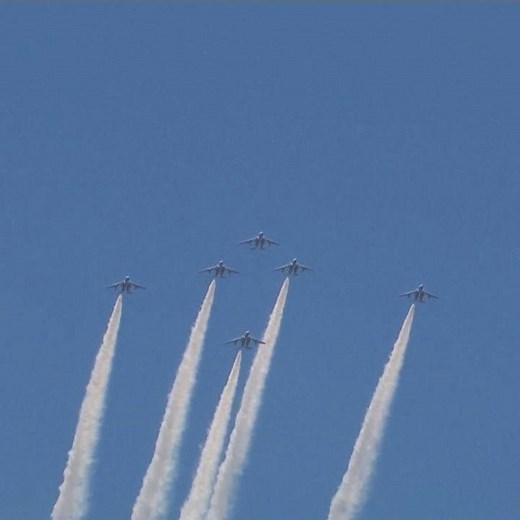 Watch: Blue Impulse, Japan Air Self-Defense Force's aerobatic team, performed a demonstration over Tokyo on Friday to show support and gratitude for medical workers fighting against the coronavirus | TIME