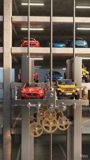 (Engineering): How This Toy Car Lift Works! 🏗️ Red & Yellow Cars #Shorts