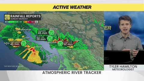 Heavy rain and atmospheric river target BC into Wednesday