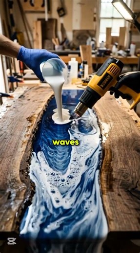 Ocean Wave Resin Table Transformation 🌊 #shorts #resinart