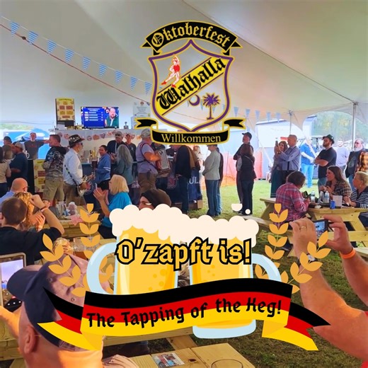 6.9K views · 94 reactions | The Tapping of the Keg Ceremony!  "O’zapft is!" — It's tapped!  | Walhalla Oktoberfest | Facebook