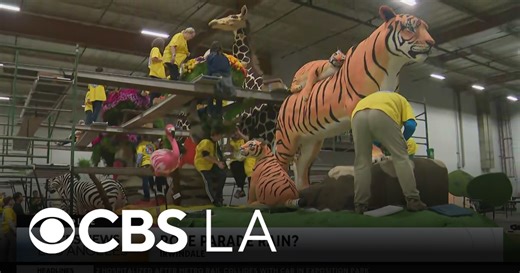 Rose Parade float decorations continue with rain in the forecast on New Year's Day