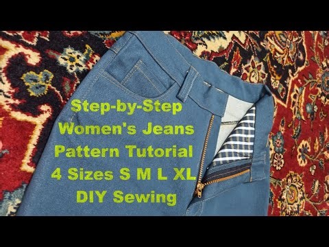 Step-by-Step Women's Jeans Pattern Tutorial | 4 Sizes S M L XL | DIY Sewing