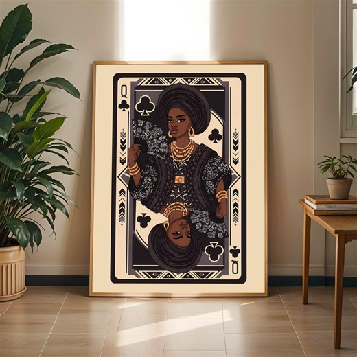 Queen of Spades Art Print: Various Colours, Gold, and Beige Afrocentric Boho Decor (poster Only) - Etsy