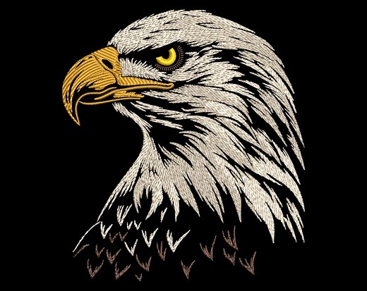 Realistic Eagle Head Embroidery Design – Majestic American Bird, Fill Stitch for Dark Fabrics, U.S. National Emblem Patriotic Craft Projects - Etsy