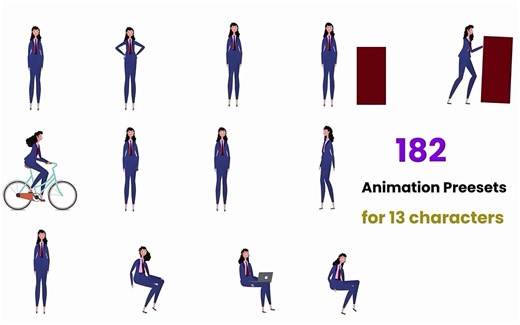 AE模板-二维卡通人物角色场景讲述介绍场景MG动画工具包