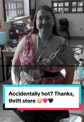 Okay but… thrifted finds hit different when they’ve got secret little surprises 🖤🌹 This pink-and-black rose empire top looked all sweet and romantic on the hanger, and then I got home and realized—umm, hello?? She’s got a plunge! 👀 Just a little more than I expected, but we’re embracing it. Confidence unlocked. ✨ And of course, because the thrift gods have a sense of humor, there are tiny skulls hiding in the print. Like, soft goth Barbie-core realness. Paired it with my black shorts, my wide