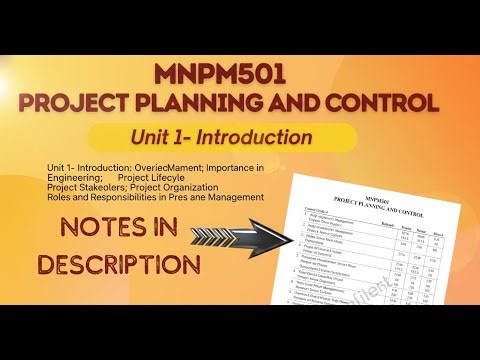 Unit 1 : Introduction Aktu MNPM501 Project Planning and Control
