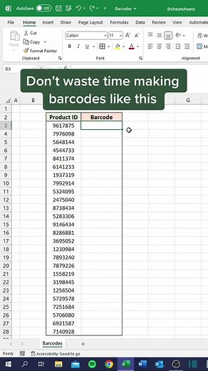Easy Barcode Generation in Excel