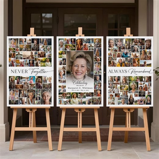 Funeral Photo Collage Template Set | Celebration of Life Poster | Welcome Sign | Memorial Poster Board - Etsy