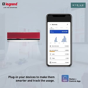 Myrius NextGen range of IoT Connected Sockets are no ordinary sockets. You can track energy consumption of all devices plugged in these connected switches, through the Home Control App. This lets you monitor your energy efficiency and alerts you about any problems with your appliances. #LiveTheAdvantage of smart energy efficiency. Know more: https://bit.ly/2TAQUz7 | Legrand