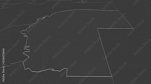 Omaheke, region with its capital, zoomed and extruded on the bilevel map of Namibia in the conformal Stereographic projection. Animation 3D