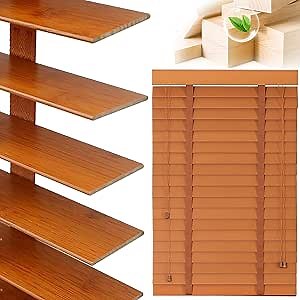2" Slats Wood Blinds for Indoor Windows: Wooden Blackout Blinds & Shades,Custom Size Privacy Horizontal Blinds for Home Bedroom Bathroom Living Room Windows 32" 40" 48" 60" 64" 70'' (Walnut)
