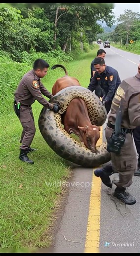 BIZARRE RESCUE! Officers pull snake head from body during cow rescue