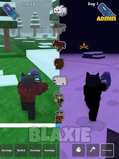 Alien Shotgun vs Laser Canon in 99 nights in the forest