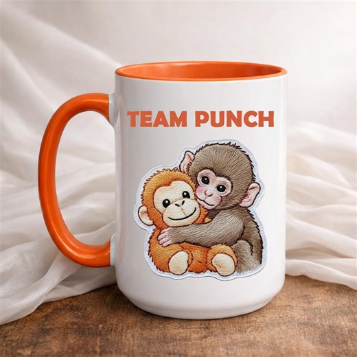 Team Punch Monkey Mug, Viral Baby Macaque Coffee Cup, Emotional Support Orangutan Gift, Cute Animal Meme Merch for Introvert Friend 11/15oz - Etsy