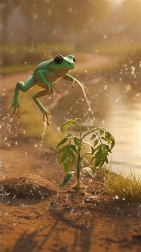 The Frog Who Saved the Tomato Plant 😭 #ai #tomato #tree #save #water