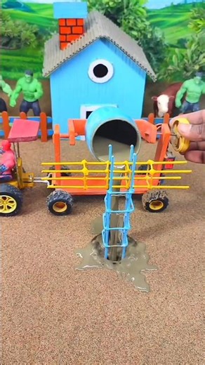 🚜 Mini Tractor Cement Pillar Making Machine | DIY Real Working Model ?#shorts #youtubeshorts
