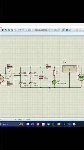 How to Build a 24V Power Supply Using 7824 Regulator in Proteus | Step-by-Step Tutorial