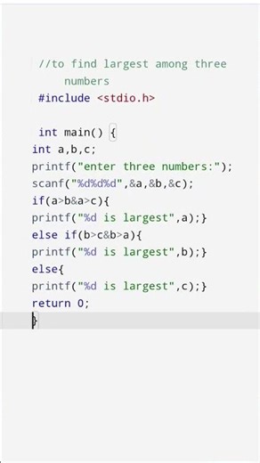 program to find largest among three numbers by use of conditional statements