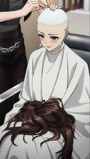 #ai Anime Salon Headshave - long-haired woman encounters a bald punk stylist