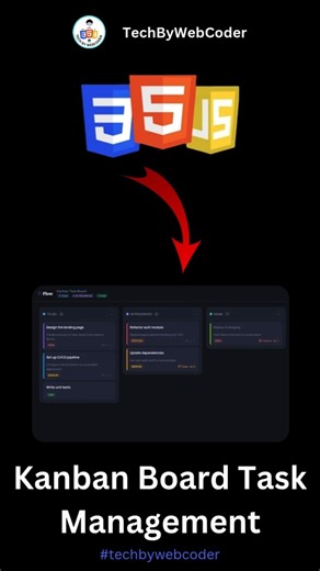 Day 22: How To Build a Kanban Board Task Management Using HTML, CSS & JavaScript (For Beginner)