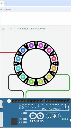 Arduino NeoPixel LED Project 🔥 | Tinkercad Wiring + C++ Code #shorts