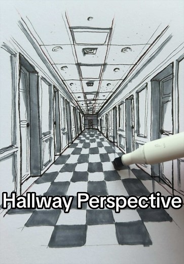 Hallway Perspective Trick for Realistic Sketches