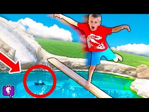 LAST TO FALL OFF PLANK into POND WINS $10,000 MYSTERY BOX of KARATE HobbyKidsTV - Videos For Kids