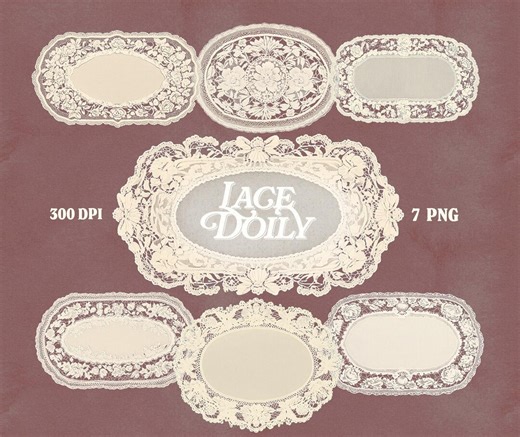 Lace Doily PNG Set Vintage Crochet Doilies Antique Lace Frames Shabby Chic Clipart Romantic Lace Oval Round Frames Digital Download Art PNG - Etsy