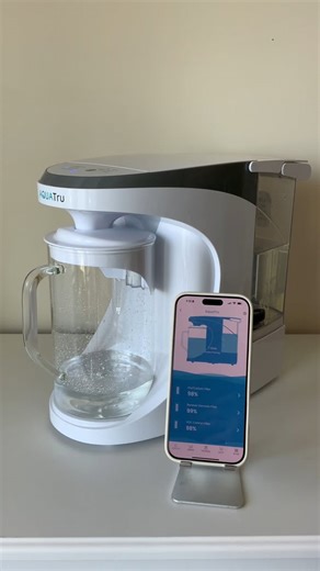 Stay connected to cleaner water with the Carafe Smart Countertop Purifier. Sync with the AquaTru app for real-time updates on water quality, filter status, money saved and more, all from your phone. | AquaTru Water | Facebook