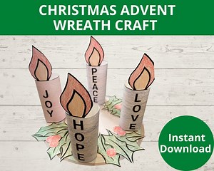 Christmas Advent Wreath, Paper Advent Activities, Catholic Advent Wreath, Advent Coloring Page, Catholic Christmas Candles - Etsy